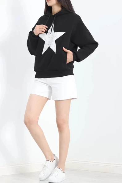 Baskılı 3 İplik Sweat Siyah - 20289.1868. - 7