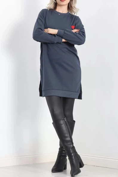 Kalp Nakışlı Tunik Füme - 19386.1778. - 6