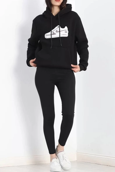 Baskılı 3 İplik Sweat Siyah - 20234.1874. - 6