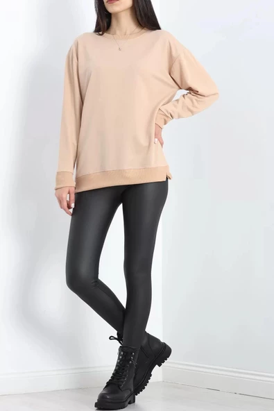 2 İp Bisiklet Yaka Sweat Bej - 20790.1878. - 6