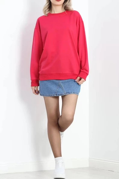 2 İp Bisiklet Yaka Sweat Fuşya - 20790.1878. - Resim 2