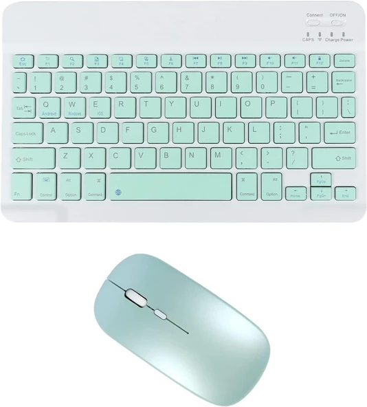 Lenovo Tab P11 Pro ZAB50094TR 11.2" Uyumlu Kablosuz Bluetooth Şarj Edilebilir Klavye Mouse Seti - Yeşil