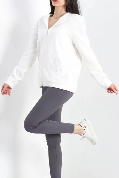 Kapşonlu İçi Tüylü Sweat Ekru - 19355.1348. - 4