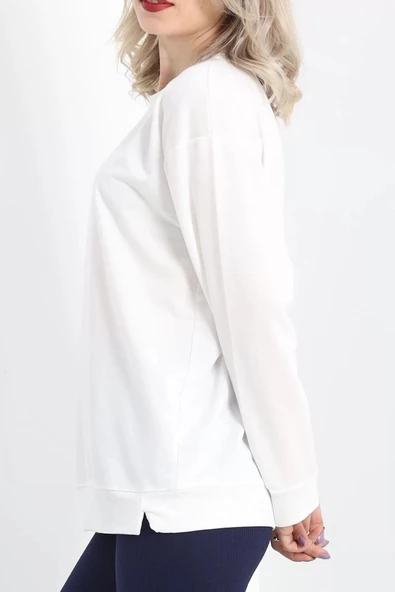 2 İp Bisiklet Yaka Sweat Ekru - 20790.1878. - 3