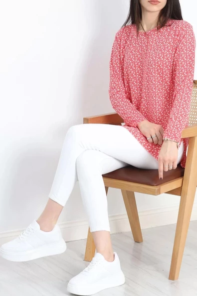 Desenli Uzun Kol Helen Tunik Kırmızıçiçekli - 20355.1778. - 6