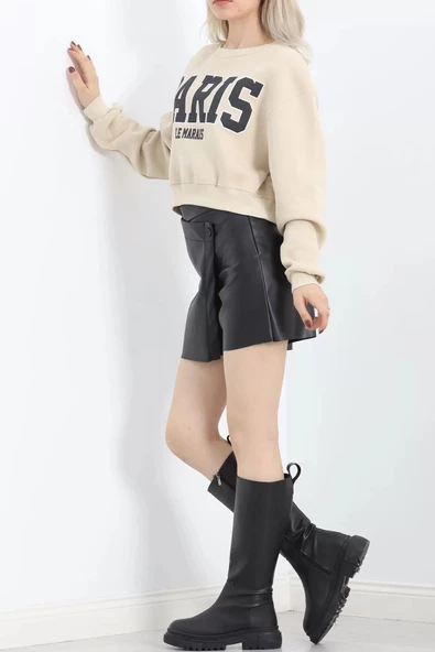 Üç İplik Baskılı Sweat Bej - 20328.1872. - Resim 4