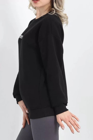 Bisiklet Yaka Baskılı 3 İplik Sweat Siyah - 20503.1878. - 5