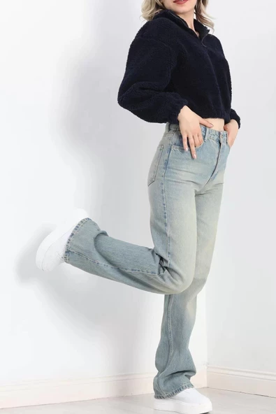 Üç İplik Beli Lastikli Polar Sweat Lacivert - 20708.1872. - Resim 4