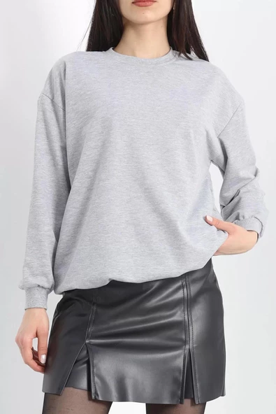 Bisiklet Yaka İki İplik Sweat Açıkgri - 3042.275. - Resim 3