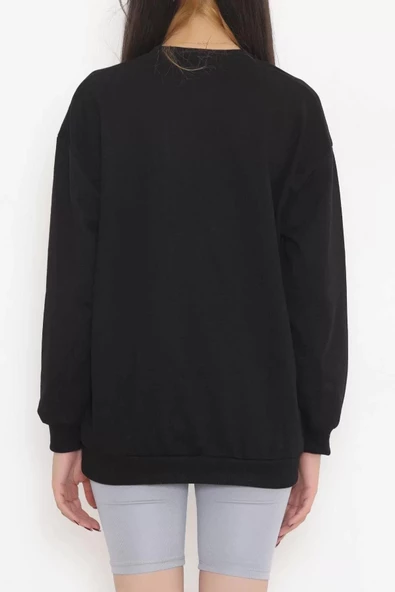 Bisiklet Yaka Sweat Siyah - 3042.275. - Resim 6