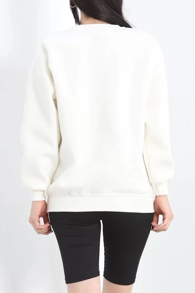 Bisiklet Yaka Baskılı Sweat Ekru - 20961.1878. - 8