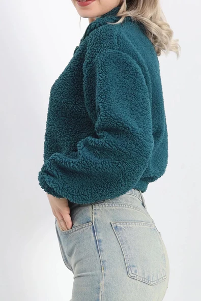 Üç İplik Beli Lastikli Polar Sweat Petrolyeşili - 20708.1872. - 3