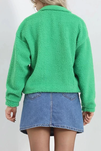 Fermuarlı Stoperli Polar Sweat Yeşil - 20377.1872. - 8