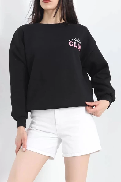 Baskılı Bisiklet Yaka Sweat Siyah - 20097.1878. - Resim 3