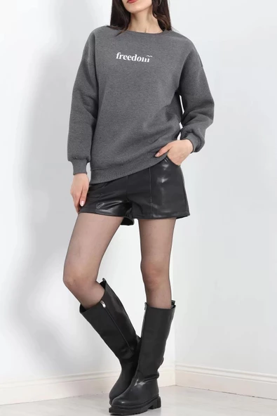 Bisiklet Yaka Baskılı 3 İplik Sweat Antrasit - 20503.1878. - Resim 7