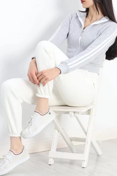 Üç İplik İçi Tüylü Sweat Gri - 20112.1287. - Resim 2