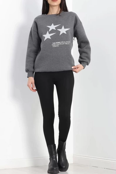 Bisiklet Yaka Baskılı Sweat Antrasit - 20961.1878. - Resim 5