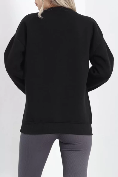 Bisiklet Yaka Baskılı 3 İplik Sweat Siyah - 20503.1878. - 8