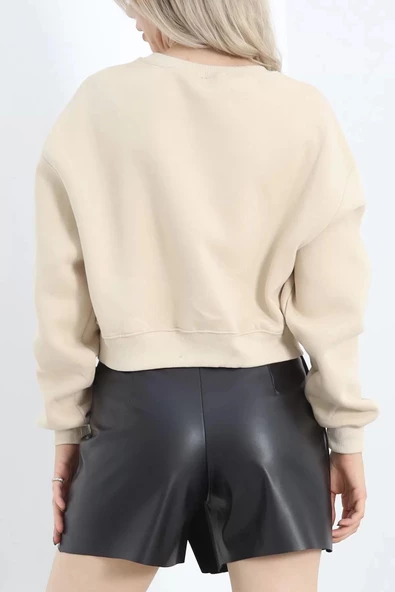 Üç İplik Baskılı Sweat Bej - 20328.1872. - Resim 6