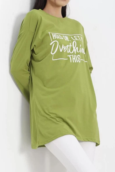 Baskılı Oversize Suprem Tunik Açıkyeşil - 20217.1567. - 6