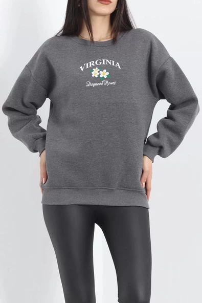 Bisiklet Yaka Baskılı Sweat Antrasit - 20150.1878. - 4