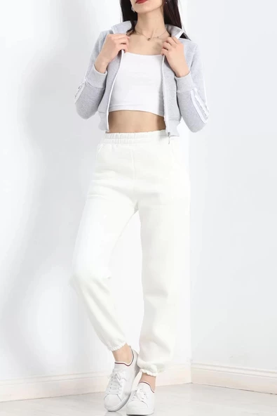 Üç İplik İçi Tüylü Sweat Gri - 20112.1287. - Resim 4