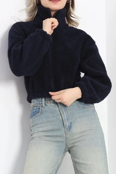 Üç İplik Beli Lastikli Polar Sweat Lacivert - 20708.1872. - Resim 3