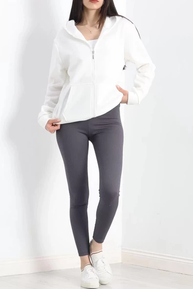 Kapşonlu İçi Tüylü Sweat Ekru - 19355.1348. - 2