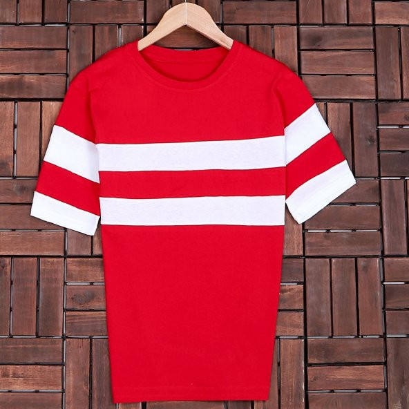 Kırmızı Beyaz Şeritli T-Shirt TSH006/b-10