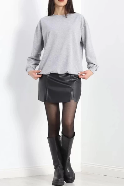 Bisiklet Yaka İki İplik Sweat Açıkgri - 3042.275. - Resim 6