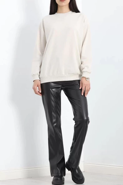 Bisiklet Yaka Sweat Taş - 3042.275. - 6