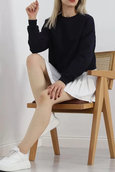 Bisiklet Yaka Sweat Lacivert - 3042.275. - 6