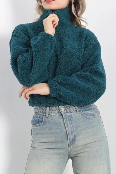 Üç İplik Beli Lastikli Polar Sweat Petrolyeşili - 20708.1872. - 5