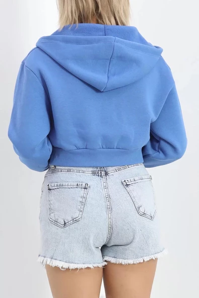 Fermuarlı Üç İplik Sweat Mavi - 21652.200. - 7