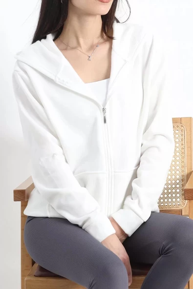 Kapşonlu İçi Tüylü Sweat Ekru - 19355.1348. - 3