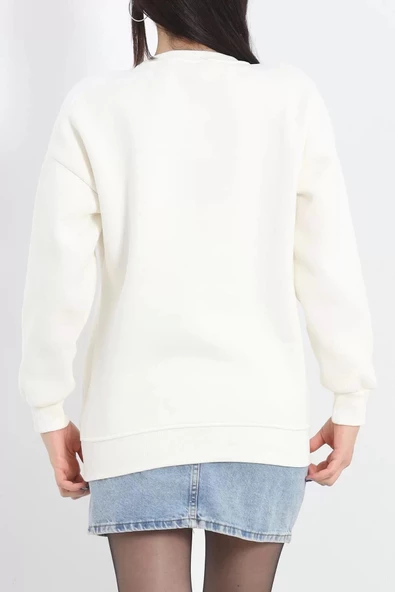 Bisiklet Yaka Üç İplik Sweat Ekru - 20138.1878. - Resim 7