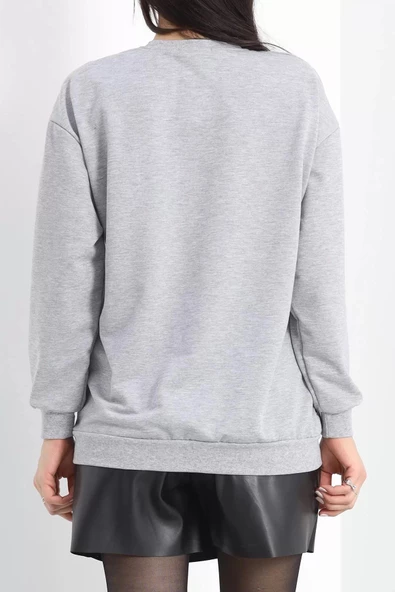 Bisiklet Yaka İki İplik Sweat Açıkgri - 3042.275. - Resim 8