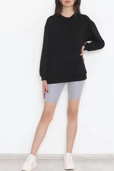 Bisiklet Yaka Sweat Siyah - 3042.275. - Resim 4