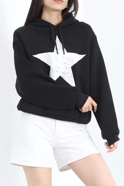 Baskılı 3 İplik Sweat Siyah - 20289.1868. - 3