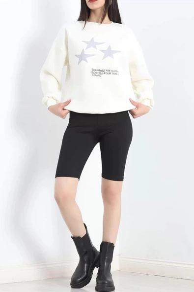 Bisiklet Yaka Baskılı Sweat Ekru - 20961.1878. - 7