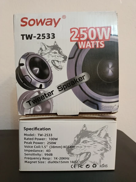 100 Rms 250 W Max 10 Cm Dome Tweeter Soway Tw-2533 - 5