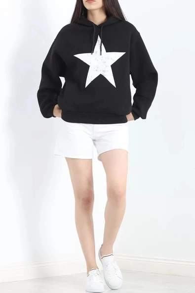 Baskılı 3 İplik Sweat Siyah - 20289.1868. - 4