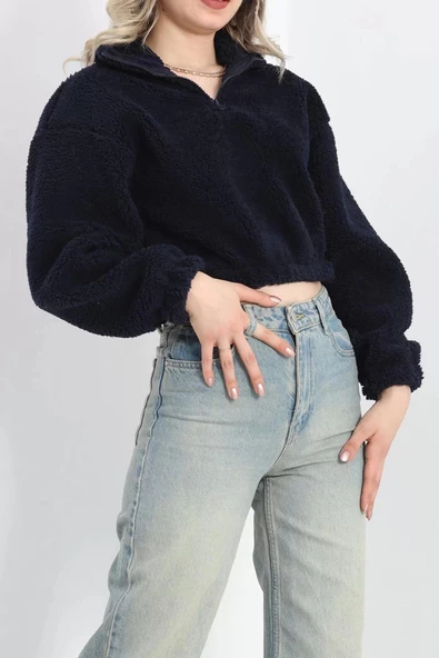 Üç İplik Beli Lastikli Polar Sweat Lacivert - 20708.1872. - Resim 5