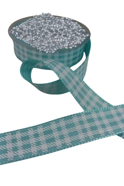 Tafta Ekoseli Kurdele 25 mm Mint 10 Metre - 2