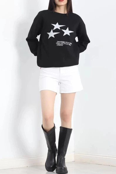 Bisiklet Yaka Baskılı Sweat Siyah - 20961.1878. - 4