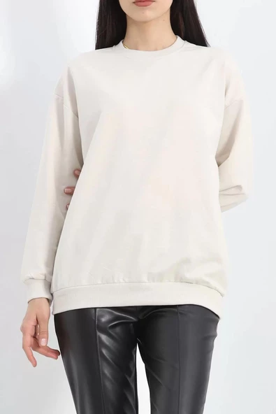 Bisiklet Yaka Sweat Taş - 3042.275. - 5