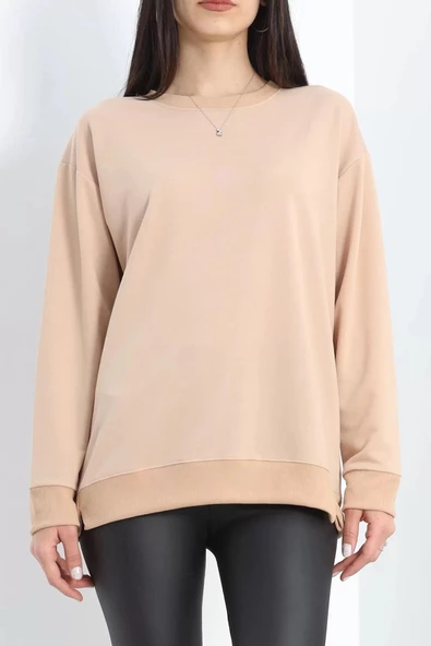 2 İp Bisiklet Yaka Sweat Bej - 20790.1878. - 3