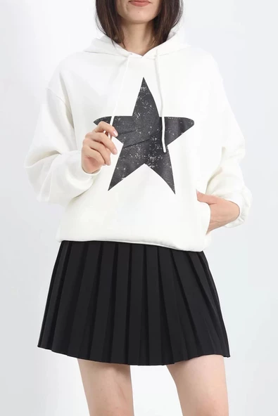 Baskılı 3 İplik Sweat Beyaz - 20289.1868. - 4