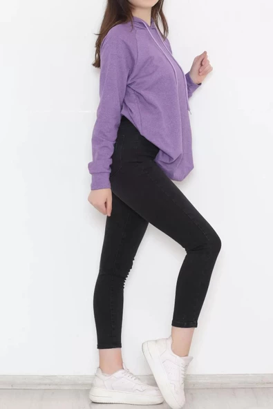 Kapşonlu Sweat Mor - 9940.1567. - Resim 7