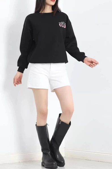 Baskılı Bisiklet Yaka Sweat Siyah - 20097.1878. - Resim 6